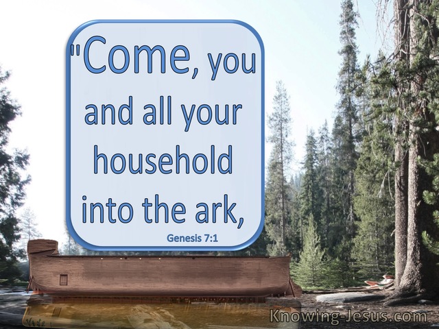 Genesis 7:1 Come Into The Ark Noah : You And Your Family (blue)